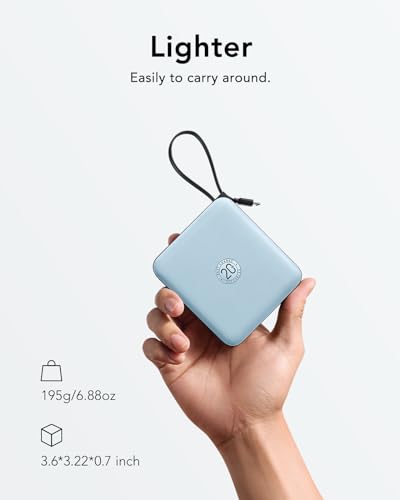 VRURC Portable Charger for iPhone with Built-in Cable, 10000mAh 22.5W Fast Charging USB C Battery Pack, Cell Phone Power Bank for iPhone 17 16 15 & Samsung Galaxy Series (Blue) - color: Blue