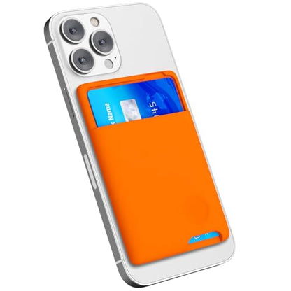 oakxco Phone Wallet Stick On, Secure Phone Card Holder Silicone, Adhesive Pocket Sleeve ID Credit Card, Slim Thin Card Case for Men Women Cute, Compatible with Apple iPhone Samsung Pixel, Neon Orange - color: Neon Orange