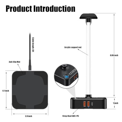 cozoo Headphone Stand with Charger, USB C, Gifts for Gamers Men, Black Pro - color: Black Pro