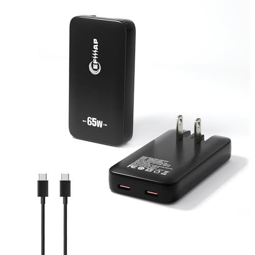 65W Slim USB C Wall Charger, Compact USBC Charger Block with Dual Port - color: Black(Cable)-1PC