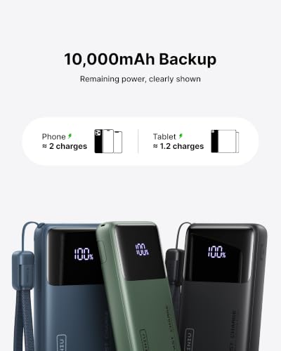 INIU Power Bank, Compact 10000mAh 45W PD Fast Charging Portable Charger - color: Black