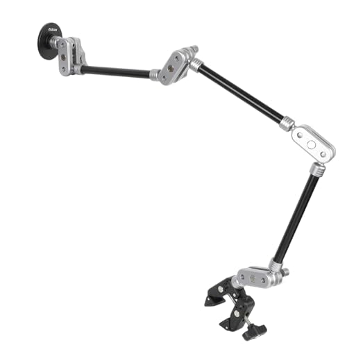 Aluminum Adjustable Overhead Phone Mount with Magnetic Holder - Compatible with MagSafe iPhone 17/16/15/14/13/12 Series, 31.5" Magic Arm & Super Clamp for Desk, Studio, Wheelchair, Tripod