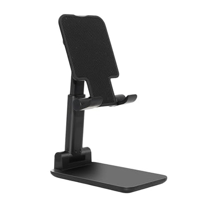 SIMPLYMDRN Foldable Cellphone Stand for Desk, Portable Desktop Cellphone Stand Holder, Height Angle Adjustable Phone Holder Compatible with iPhone 15 14 Pro Max Plus, 13 12 Pro Max Mini, 11, Black