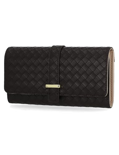 Mundi File Master Womens RFID Blocking Wallet Clutch Organizer With Change Pocket - color: Espresso (Woven), size: One Size