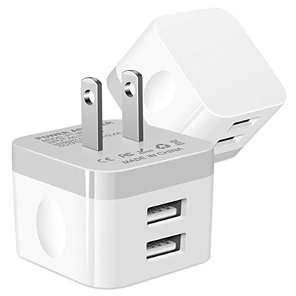 Dual USB Wall Charger, 2.4A Double USB Wall Plug iPhone Fast Charger Block - color: white#