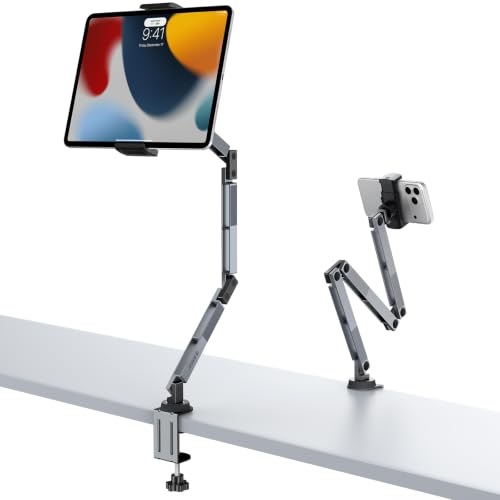 ORICO Tablet Stand, 3-Section Aluminum arm, 4-axis Adjustment, RA1, Gray - color: Gray