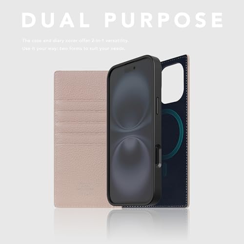 SLG D8 Full Grain Leather Wallet Case for iPhone 16 - [2-in-1] Handcrafted Detachable Diary Style with Magnetic MagSafe Back Cover, Gift Box Included (Light Cream) - color: [D8 Full Grain] Light Cream, size: iPhone 16