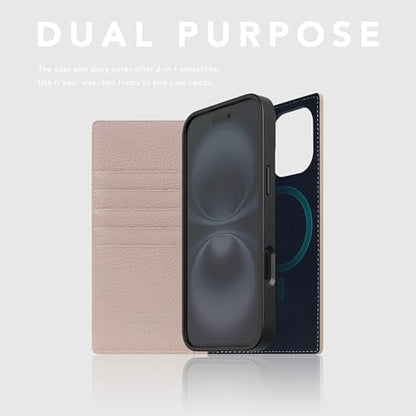 SLG D8 Full Grain Leather Wallet Case for iPhone 16 - [2-in-1] Handcrafted Detachable Diary Style with Magnetic MagSafe Back Cover, Gift Box Included (Light Cream) - color: [D8 Full Grain] Light Cream, size: iPhone 16