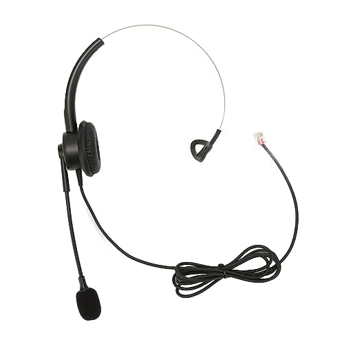 SUNGOOYUE Telephone Headset, Single Ear Wired Headphone with Noise Canceling Microphone and Adjustable Headband for Call Center Customer Service Office PC