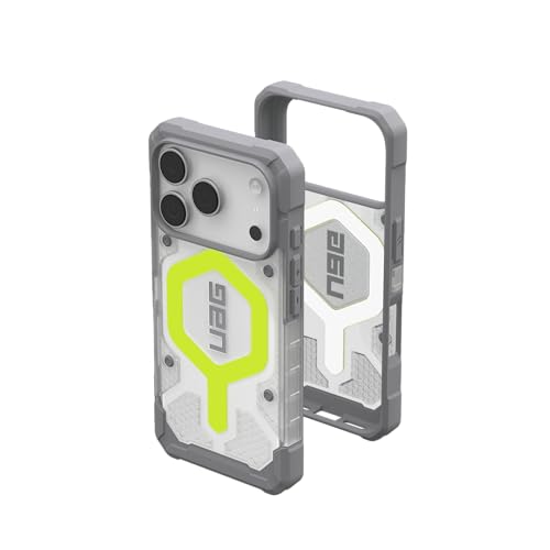 URBAN ARMOR GEAR UAG Designed for iPhone 17 Pro Case Pathfinder Clear - Compatible with MagSafe Luminous Glow in The Dark Military Grade Protective Cover, Active Neon - color: Pathfinder Clear - Active Neon