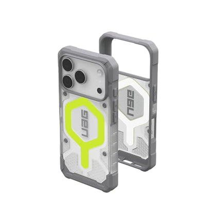 URBAN ARMOR GEAR UAG Designed for iPhone 17 Pro Case Pathfinder Clear - Compatible with MagSafe Luminous Glow in The Dark Military Grade Protective Cover, Active Neon - color: Pathfinder Clear - Active Neon