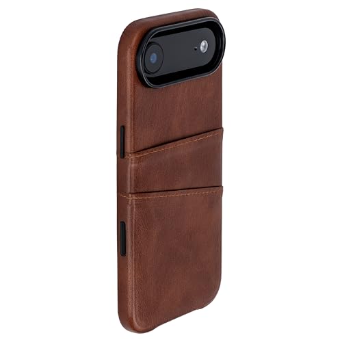 Dockem Card Case for iPhone 17 Air with Magnetic Mounting Plate, Camera Control Button, Wallet with 2 Holder Slots: M2 Exec Premium Synthetic Leather (Brown) - color: Brown, size: 17 Air