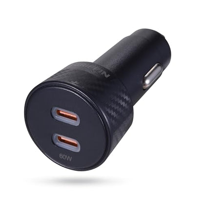 Griffin Dual Port Car Charger 60W, USB-C Car Adapter with 2 x 30W USB-C PD, Compact Multi-Port with Indicator Light