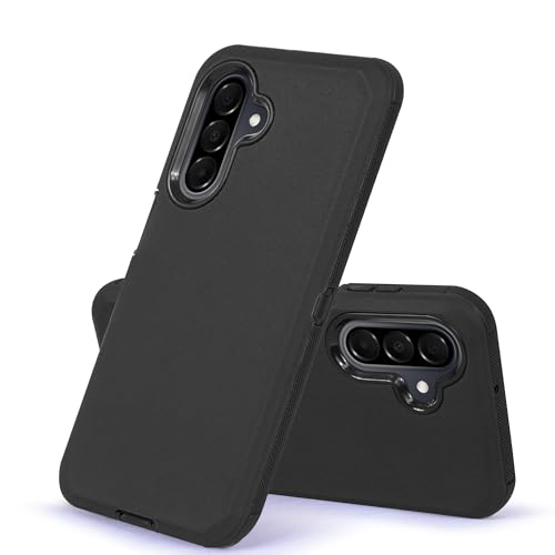 Compatible for Samsung Galaxy A26 5G, Built in Screen Protector, Belt Clip Holster Heavy Duty Defender Case Dustproof Shockproof Protection (Black) - color: Black