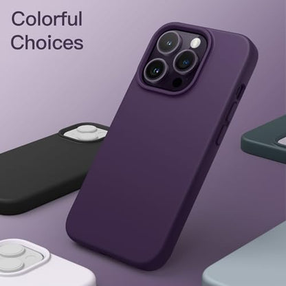 JETech Silicone Case for iPhone 14 Pro, Deep Purple | Silky Soft Touch, Shockproof Protection, Scratch Resistant, Microfiber Lining - color: Deep Purple, size: iPhone 14 Pro