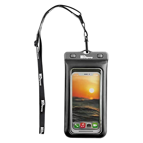 H2ODYSSEY Waterproof Phone Case and Lanyard - Excellent Waterproof Protection - Floats in The Water -Lanyard for Beach Kayak Travel - Universal Size - Black - color: Black