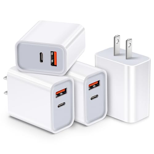 20W USB C Fast Charger 4Pack Dual Port Power Delivery+Fast Charger 3.0 Plug - color: White
