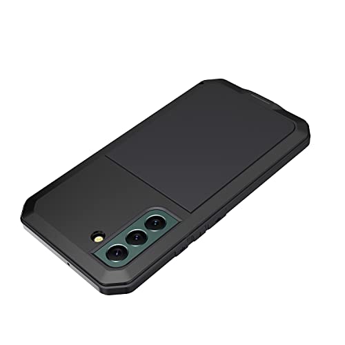 for Galaxy S22 Case,Full Body Protective Cover Heavy Duty Shockproof Tough Armour Aluminum Alloy Metal Case with Silicone Built-in Screen Protector for Samsung Galaxy S22 6.1" - Black