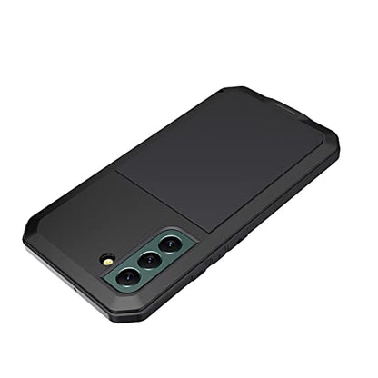 for Galaxy S22 Case,Full Body Protective Cover Heavy Duty Shockproof Tough Armour Aluminum Alloy Metal Case with Silicone Built-in Screen Protector for Samsung Galaxy S22 6.1" - Black