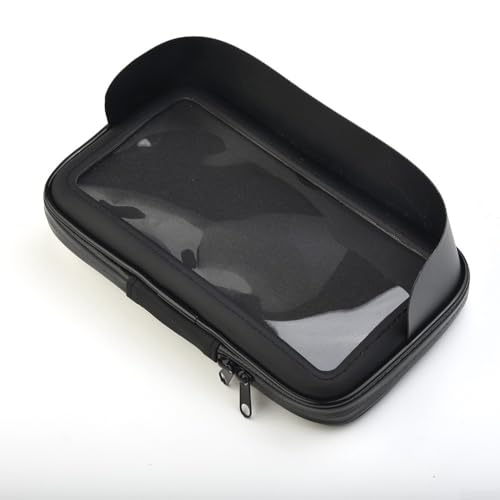 6.5 Inch Motorcycle Phone Mount Bag, Waterproof Handlebar Holder Case For ATV Scooter GPS Navigation, Shockproof Touch Screen Pouch With Sun Visor And Foam Inserts, Black