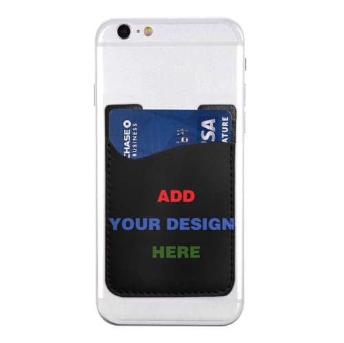 Custom Phone Card Holder Wallet, Personalized Add Your Image Text Logo Adhesive Stick-On Credit Card Wallet Pocket, For Back Of Phone (Black, 2.4 x 3.5 Inch) - color: Black