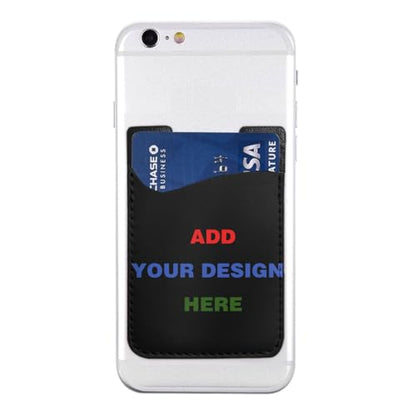 Custom Phone Card Holder Wallet, Personalized Add Your Image Text Logo Adhesive Stick-On Credit Card Wallet Pocket, For Back Of Phone (Black, 2.4 x 3.5 Inch) - color: Black
