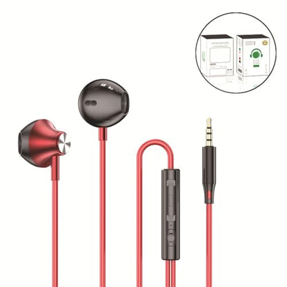 Wired in-Ear Headphones with Microphone, 3.5mm Jack Earphones - color: Red, 3.5mm Round Tip