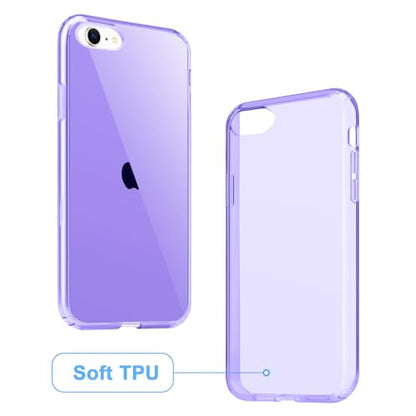 JJGoo Compatible with iPhone SE Case 2022/2020, Compatible with iPhone 7 8 Case Clear Soft Transparent Shockproof Protective Slim Thin Bumper Phone Cover, Purple - color: Purple