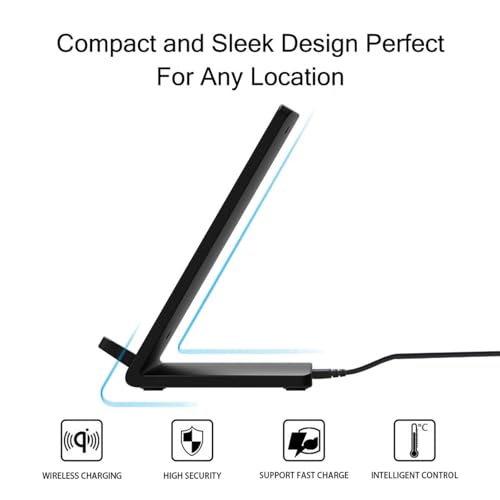 Wireless Charger 10W Fast Stand Compatible with Boost Mobile Celero 5G Plus (2023,2024), Detachable 2-Coils Charging Pad Slim Silver
