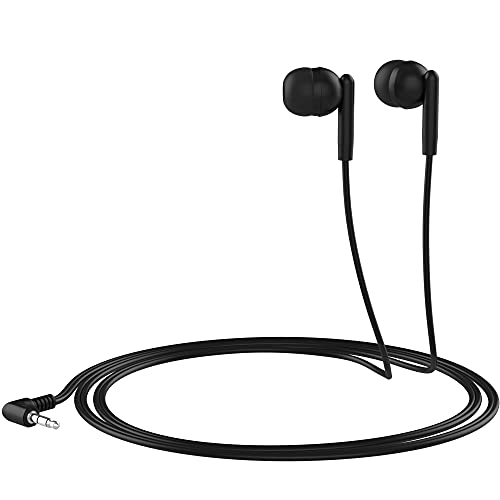 Maeline Bulk Earbuds with 3.5 mm Headphone Plug - 20 Pack Wholesale Bundle - Jet Black - color: Jet Black, size: 20 Pack
