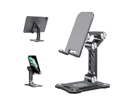 Phone Stand for Desk. Foldable Desktop Mobile Phone Stand with Angle Height Adjustable, Portable Office Cell Phone Holder, Cradle, Dock. Fits All 4.7-13in iPhone/Smartphone/iPad/Tablet. - color: Black