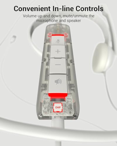 NUBWO HW02 USB Headset with Microphone Noise Cancelling & in-line Control - color: White, size: 1 pack