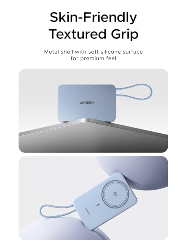 UGREEN Magflow Air 10000mAh Qi2 15W Wireless Power Bank Built-in Cable - color: Blue