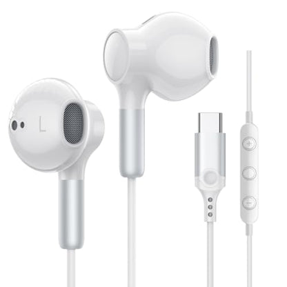 USB C Headphones Wired Earbuds for iPhone 17 Air 16 15 Plus Pro Max Samsung - color: White