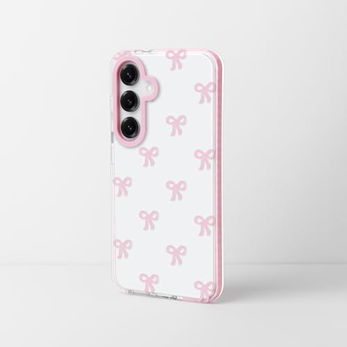 Dumkery Cute Phone Case for Samsung Galaxy S25, Bow Aesthetic Pattern Cases, Soft Clear TPU Shockproof Bumper Cases Cover for Girls Women, Pink - size: Samsung Galaxy S25