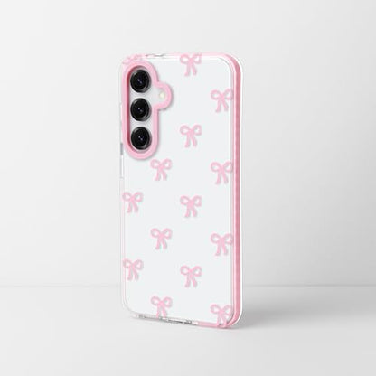 Dumkery Cute Phone Case for Samsung Galaxy S25, Bow Aesthetic Pattern Cases, Soft Clear TPU Shockproof Bumper Cases Cover for Girls Women, Pink - size: Samsung Galaxy S25