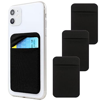 Fulgamo Phone Wallet Stick on,Card Holder for Phone Case,Phone Card Holder - color: Black,Black,Black