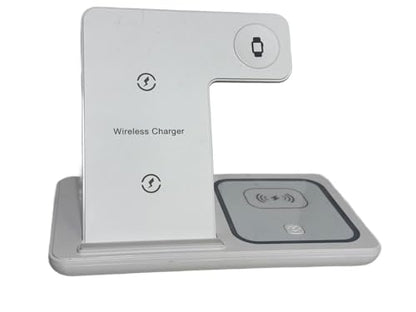Fast Charging Wireless Charger Station 3 in 1 Multiple Devices Dock 15W Compatible with Any Devices with Wireless Charging Capability Phone, Watch and Earbuds. (White)