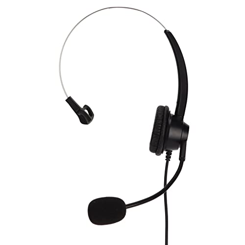 H360-3.5VA Single Sided Headset, Corded Monaural Headset with Noise Canceling Mic, Volume Adjustment and 4 x 3.5mm Elbow Plugs for Call Centers, Office and Home Use