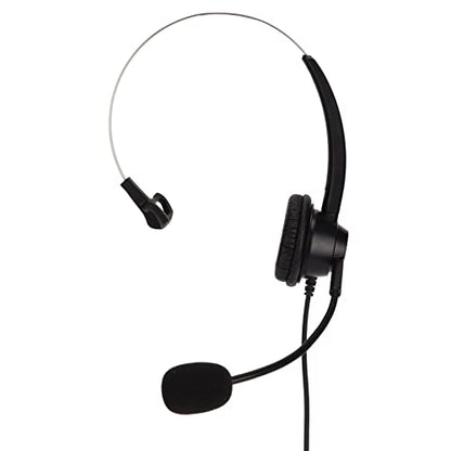 H360-3.5VA Single Sided Headset, Corded Monaural Headset with Noise Canceling Mic, Volume Adjustment and 4 x 3.5mm Elbow Plugs for Call Centers, Office and Home Use