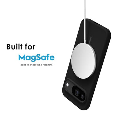 oakxco for Google Pixel 9/9 Pro Case Silicone Mag Safe, Magnetic Slim Thin Phone Case Compatible with Magsafe, Women Girls Cute Girly Aesthetic Soft Rubber Gel Safecase with Camera Cover, Black - color: Black, size: Pixel 9/ 9 Pro