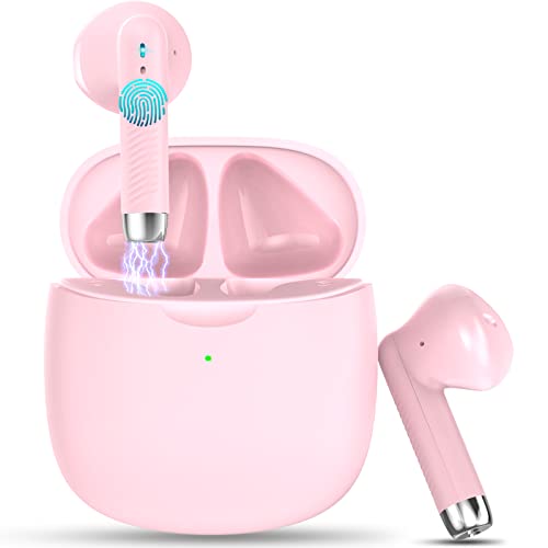 Wireless Earbuds, Bluetooth 5.4 Headphones in Ear with Noise Cancelling Mic - color: Pink