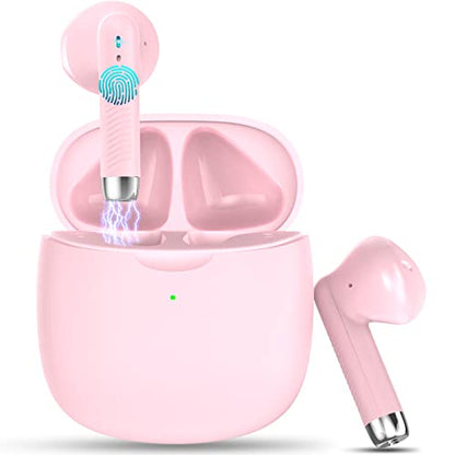 Wireless Earbuds, Bluetooth 5.4 Headphones in Ear with Noise Cancelling Mic - color: Pink