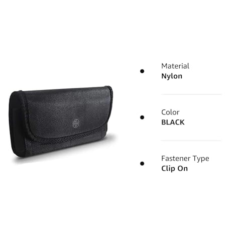 AH Military Grade Nylon Cell Phone Pouch - Clip Holder for Belt Loop, Fits iPhone 13/14 Max/Pro, S20 Plus, Otterbox (Large) - color: BLACK, size: Large (7.0 X 3.8 X 0.7 in)
