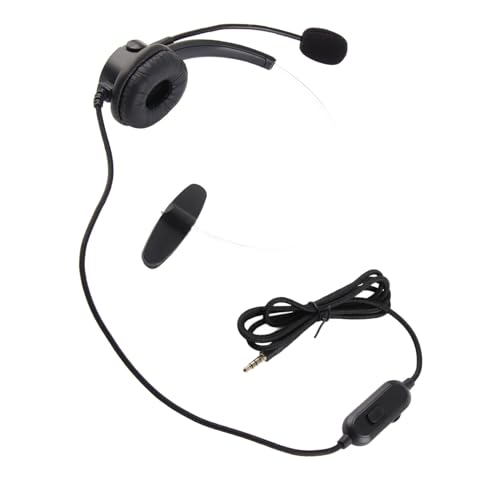 Wired Trucker Headset with Noise Cancelling Microphone, Mono Headset for Call Center and Customer Service, 3.5mm Wired Telephone Headset with Volume Control for Cellphone