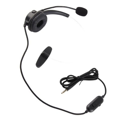 Wired Trucker Headset with Noise Cancelling Microphone, Mono Headset for Call Center and Customer Service, 3.5mm Wired Telephone Headset with Volume Control for Cellphone
