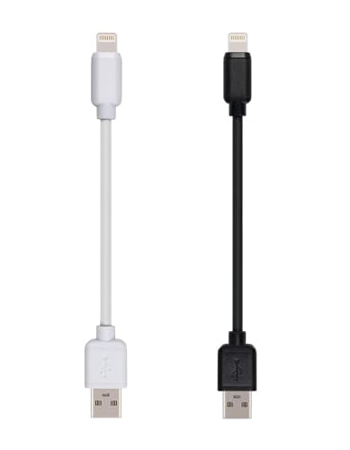 Short USB Cables, 5-Pack, Compatible with iPhone Pro & iPhone 14/13/ 12/11/ X/XR/ 9/8/ 7/6/ 5/SE/SE2, iPad 4th-9th gen/iPad mini 1st-5th/iPad Air 1st-3rd/iPad Pro9.7/10.5 (White, 6-inch) - color: White, size: 6-inch 5-pack