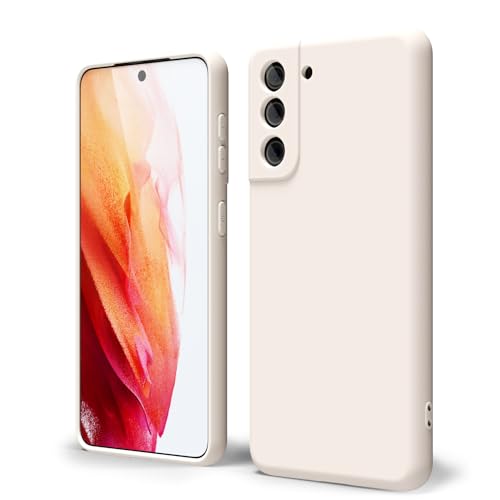 oakxco for Samsung Galaxy S21 Plus Phone Case Liquid Silicone Grip, Cute Thin Slim Soft Rubber TPU Plain Smooth Gel Cover for Women Girl Aesthetic, Matte Solid Protective & Shockproof, Beige Stone - color: Beige, size: S21 Plus