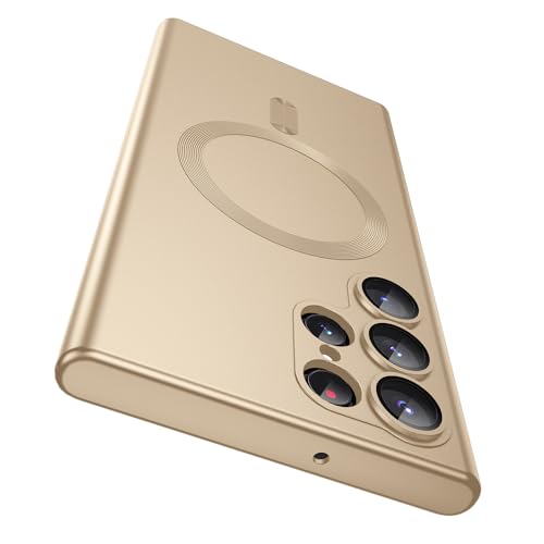 MAKAVO Matte for Samsung Galaxy S22 Ultra Case, Compatible with MagSafe, Slim Thin Magnetic Cover with Built-in Camera Lens Protector Shockproof Phone Shell (Gold) - color: Gold, size: for S22 Ultra