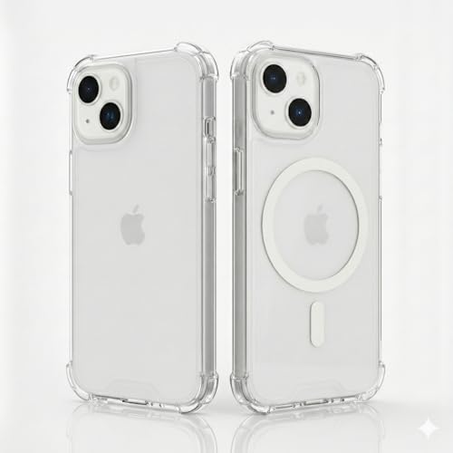 Compatible with/Replacement for Pack of 2 Case I Phone 14/15 Plus Case Clear MagSafe + Clear, 2.5mm Shockproof Military Grade Drop Protection, Hard Transparent Anti Yellowing Back - color: Clear MagSafe + Clear, size: IPHONE 14/15 PLUS